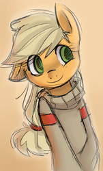Size: 549x909 | Tagged: safe, artist:facerenon, applejack, earth pony, pony, g4, clothes, female, mare, solo, sweater