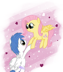 Size: 800x900 | Tagged: safe, artist:chiweee, brolly, fluttershy, whitewash, g4, brollyshy, female, heart, male, shipping, straight