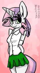 Size: 991x1800 | Tagged: safe, artist:lizzyoli-ravioli, sweetie belle, anthro, g4, clothes, female, skirt, solo