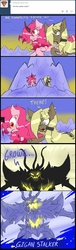 Size: 850x2800 | Tagged: safe, artist:ichibangravity, king sombra, pinkie pie, oc, ask king sombra pie, g4, possessed, triste savoir, tumblr