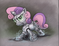 Size: 800x626 | Tagged: safe, artist:hewison, sweetie belle, pony, robot, robot pony, unicorn, g4, female, filly, foal, hooves, horn, solo, sweetie bot