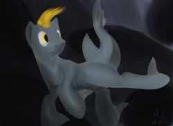 Size: 833x608 | Tagged: dead source, safe, artist:axel, oc, oc only, shark pony, depth, solo