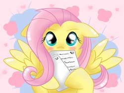 Size: 4000x3000 | Tagged: safe, artist:skystarr, fluttershy, pegasus, pony, g4, female, letter, solo