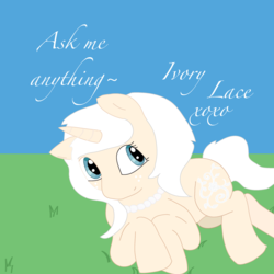 Size: 2700x2700 | Tagged: safe, artist:ivorylace, oc, oc only, oc:ivory lace, pony, unicorn, ask, freckles, solo, tumblr