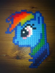 Size: 1024x1371 | Tagged: safe, artist:mikotoo, rainbow dash, g4, female, perler beads, portrait, solo