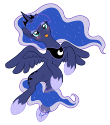 Size: 836x955 | Tagged: safe, artist:furreon, princess luna, alicorn, pony, g4, blushing, drunk, drunk luna, female, mare, silly, simple background, solo, tongue out