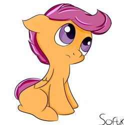 Size: 894x894 | Tagged: safe, artist:softkityonfire, scootaloo, g4, cute, cutealoo, female, filly, solo
