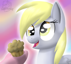 Size: 1111x999 | Tagged: safe, artist:falakthewolf, derpy hooves, pinkie pie, pegasus, pony, g4, female, mare, muffin