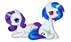 Size: 855x509 | Tagged: safe, artist:lumei-berry, dj pon-3, rarity, vinyl scratch, pony, unicorn, g4, blushing, female, lesbian, mare, rariscratch, shipping, simple background, transparent background