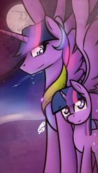 Size: 674x1186 | Tagged: safe, artist:ppdraw, twilight sparkle, alicorn, pony, g4, crying, female, mare, mare in the moon, moon, purple, self ponidox, solo, twilight sparkle (alicorn)
