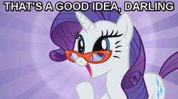 Size: 614x345 | Tagged: safe, rarity, g4, female, glasses, image macro, reaction image, solo