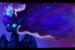 Size: 1024x683 | Tagged: safe, artist:light-east, princess luna, alicorn, pony, g4, ethereal mane, female, flowing mane, galaxy mane, mane, mare, solo, the cosmos