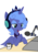 Size: 744x1052 | Tagged: safe, artist:swiftcutter, princess luna, alicorn, pony, g4, cup, drink, female, headphones, microphone, s1 luna, solo