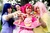 Size: 900x600 | Tagged: safe, artist:alchimique, artist:sppandaaa, artist:spwinkles, fluttershy, pinkie pie, rarity, twilight sparkle, human, g4, 2012, cosplay, cupcake, fanimecon, food, irl, irl human, photo