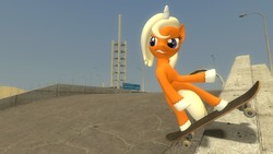 Size: 1920x1080 | Tagged: safe, artist:kiki-foxkitty, oc, oc only, oc:dreamsicle, 3d, gmod, skateboard