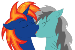 Size: 3073x2061 | Tagged: safe, artist:amora-silverspark, oc, oc only, oc:alexander, oc:knyght tyme, pony, bust, eyes closed, french kiss, gay, kissing, male