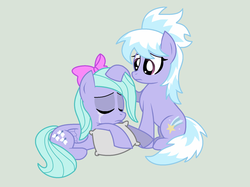 Size: 1892x1416 | Tagged: safe, artist:stacyisback, cloudchaser, flitter, pegasus, pony, g4, crying, female, mare, pillow, sad, wingless