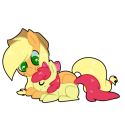 Size: 1000x1000 | Tagged: safe, artist:pegacornss, apple bloom, applejack, g4, simple background, transparent background