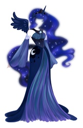 Size: 1242x1920 | Tagged: safe, artist:blatterburystreet, artist:heiligernokronosius, princess luna, human, g4, clothes, design, dress, female, humanized, solo