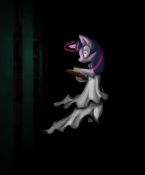 Size: 1000x1200 | Tagged: safe, artist:eaola, twilight sparkle, ghost, ghost pony, g4, book, clothes, dress, female, reading, solo