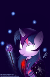 Size: 1125x1700 | Tagged: safe, artist:ppdraw, twilight sparkle, g4, amulet, armor, female, glowing eyes, helmet, pauldron, solo