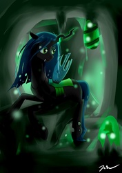 Size: 1200x1694 | Tagged: safe, artist:camaine, queen chrysalis, changeling, changeling queen, g4, female, solo