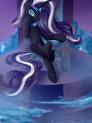 Size: 1125x1500 | Tagged: safe, artist:sion, nightmare rarity, pony, unicorn, g4, chair, crossed legs, female, sitting, solo, throne, throne slouch, underhoof
