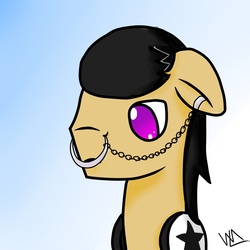 Size: 1024x1024 | Tagged: safe, artist:fedora-attack, oc, oc only, headphones, nose ring, piercing