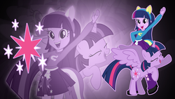 Size: 1366x768 | Tagged: safe, artist:jerimin19, twilight sparkle, equestria girls, g4, self ponidox, twilight sparkle (alicorn), wallpaper, zoom layer