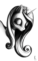 Size: 1500x2400 | Tagged: safe, artist:denshi-lie, princess cadance, g4, crying, female, monochrome, portrait, solo