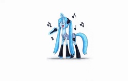 Size: 3421x2192 | Tagged: safe, artist:quynzel, pony, hatsune miku, microphone, ponified, solo, vocaloid