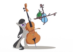 Size: 3208x2307 | Tagged: safe, artist:quynzel, octavia melody, earth pony, pony, g4, bipedal, cello, crossover, musical instrument, simple background, the legend of zelda, the legend of zelda: the wind waker, traditional art