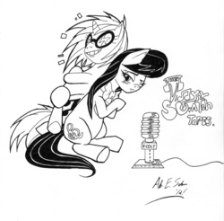 Size: 850x837 | Tagged: safe, artist:alanes, dj pon-3, octavia melody, vinyl scratch, the vinyl scratch tapes, g4, microphone