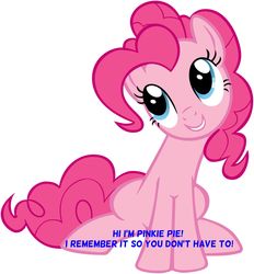 Size: 1280x1377 | Tagged: safe, pinkie pie, g4, female, nostalgia critic, simple background, solo, text, white background