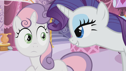 Size: 1280x720 | Tagged: safe, screencap, rarity, sweetie belle, g4, out of context