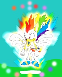 Size: 3500x4324 | Tagged: safe, artist:lightdegel, rainbow dash, g4, crossover, fusion, high res, male, sonic the hedgehog, sonic the hedgehog (series), super rainbow dash, super sonic