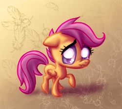 Size: 900x807 | Tagged: safe, artist:rainspeak, scootaloo, g4, female, scootasad, scrunchy face, solo