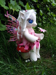 Size: 774x1032 | Tagged: safe, artist:hannaliten, pegasus, pony, customized toy, flower, irl, mushroom, photo, toy