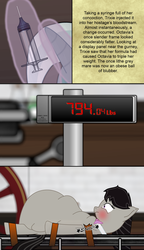 Size: 1196x2070 | Tagged: safe, artist:fatponysketches, part of a set, octavia melody, trixie, g4, fat, fatavia, inflation, meurtrier manor, part of a series, weight gain, weight gain comic, writer:aharon l'anglais