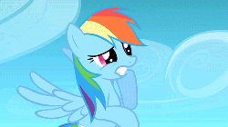 Size: 500x281 | Tagged: safe, screencap, rainbow dash, g4, sonic rainboom (episode), animated, female, flapping, solo