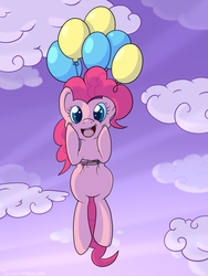 Size: 750x1000 | Tagged: safe, artist:tehflah, pinkie pie, g4, balloon, female, solo, then watch her balloons lift her up to the sky
