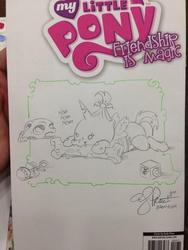 Size: 768x1024 | Tagged: safe, artist:andypriceart, queen chrysalis, changeling, nymph, pony, g4, baby, baby pony, bone, cannibalism, cute, cutealis, dead, female, foal, nom, ponies eating meat, skull, solo, traditional art, younger