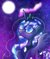 Size: 2349x2734 | Tagged: safe, artist:wendy-the-creeper, princess luna, g4, female, moon, night, smiling, solo, stars