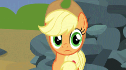 Size: 500x281 | Tagged: safe, screencap, applejack, earth pony, pony, g4, season 3, spike at your service, animated, female, mare, solo, talking