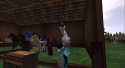 Size: 1636x887 | Tagged: safe, changeling, horse, human, unicorn, clothes, implied anal, implied horn penetration, implied penetration, implied sex, second life