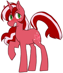 Size: 910x1047 | Tagged: safe, artist:ghost, oc, oc only, oc:red ribbon, pony, unicorn, blushing, female, grin, mare, raised hoof, simple background, smiling, solo, white background
