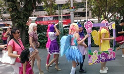 Size: 2592x1552 | Tagged: safe, artist:rontoday2012, applejack, fluttershy, pinkie pie, rainbow dash, rarity, twilight sparkle, human, g4, cosplay, hasbro, irl, irl human, photo, singapore