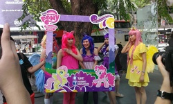 Size: 2592x1552 | Tagged: safe, artist:rontoday2012, fluttershy, pinkie pie, rainbow dash, rarity, twilight sparkle, human, g4, cosplay, hasbro, irl, irl human, photo, singapore