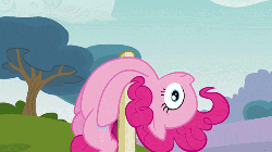 Size: 500x281 | Tagged: safe, screencap, pinkie pie, earth pony, pony, g4, season 3, too many pinkie pies, animated, belly, female, mare, solo