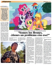 Size: 1140x1418 | Tagged: safe, g4, article, brony, chile, el epicentro, mane six opening poses, newspaper, spanish